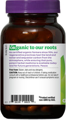 Oregon's Wild Harvest burdock root inside a transparent bottle highlights vegan capsules