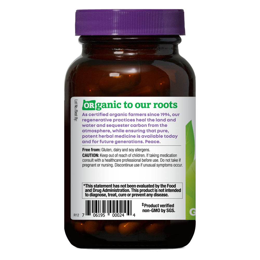 Oregon's Wild Harvest capsules label shows organic blend and allergen-free promise