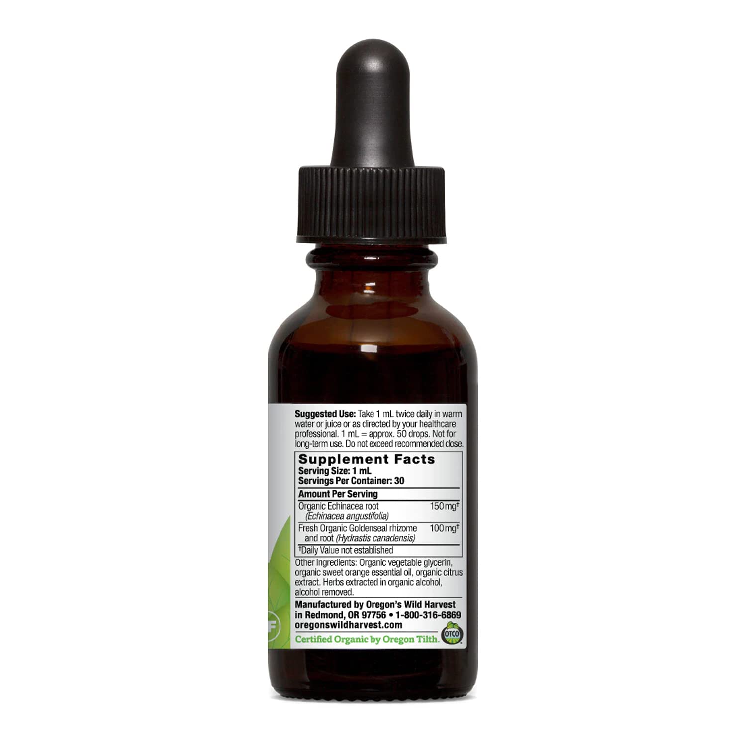 Oregon's Wild Harvest extract dropper for easy, precise dosing.