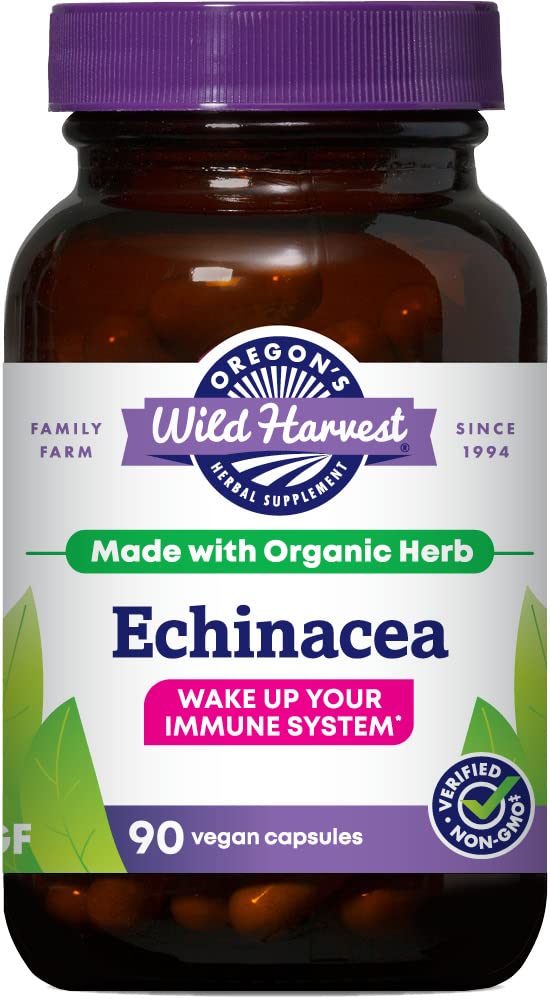 Oregon's Wild Harvest Echinacea organic capsules in a 90-count bottle for daily use.