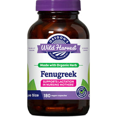 Oregon's Wild Harvest fenugreek capsules bottle front for lactation support.