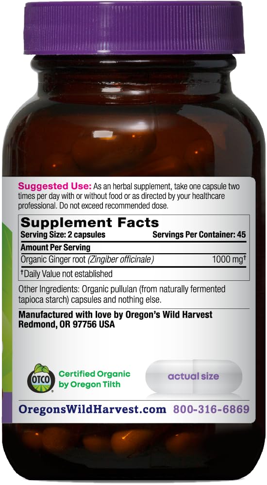 Oregon's Wild Harvest pack shot highlights vegan capsule formula for convenient stomach-friendly nutrition.