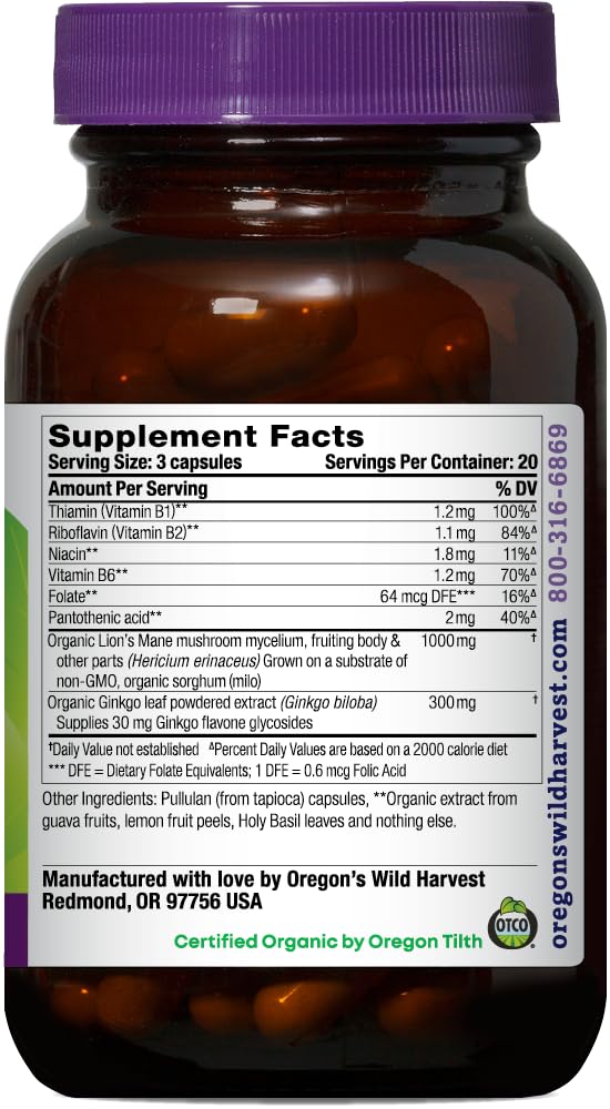 Oregon's Wild Harvest Lion's Mane Plus capsules highlight brain support on the go.