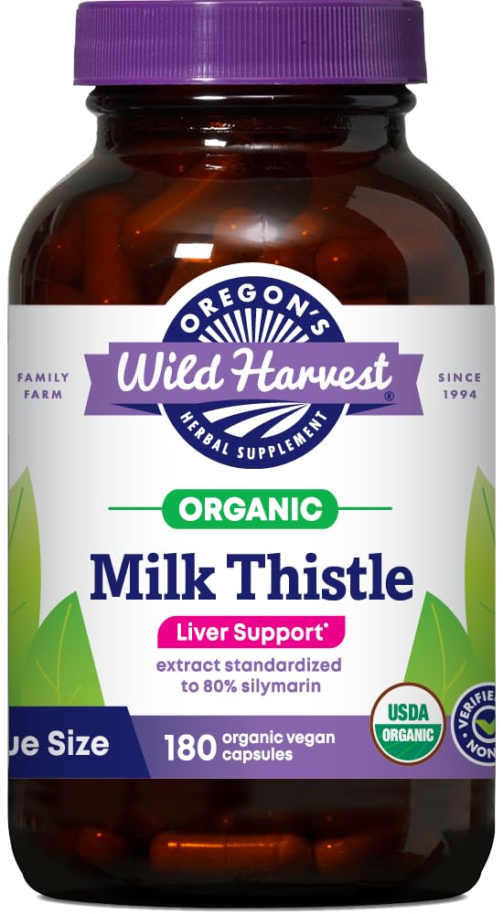 Oregon's Wild Harvest Milk Thistle bottle front for daily vegan-friendly use