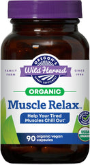 Oregon's Wild Harvest Muscle Relax bottle front showing organic herbal blend for calm moments