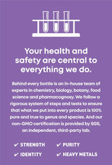 Oregon's Wild Harvest Oregon Grape bottle back with certification and ingredients.