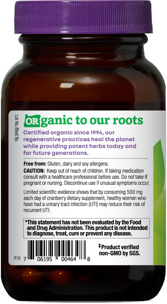 Oregon's Wild Harvest allergen-free label showing gluten-free, dairy-free, soy-free