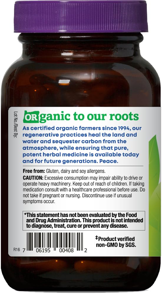 Oregon's Wild Harvest organic valerian skullcap and hops blend close-up, emphasizing calming herbal ingredients