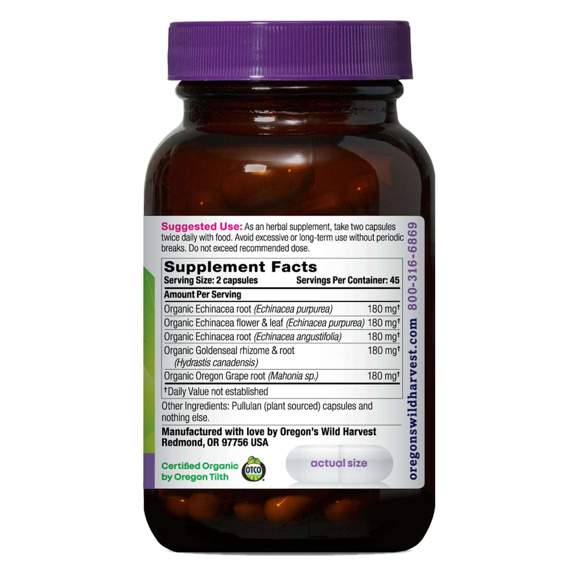 Oregon's Wild Harvest packaging highlighting gluten-free vegan capsules