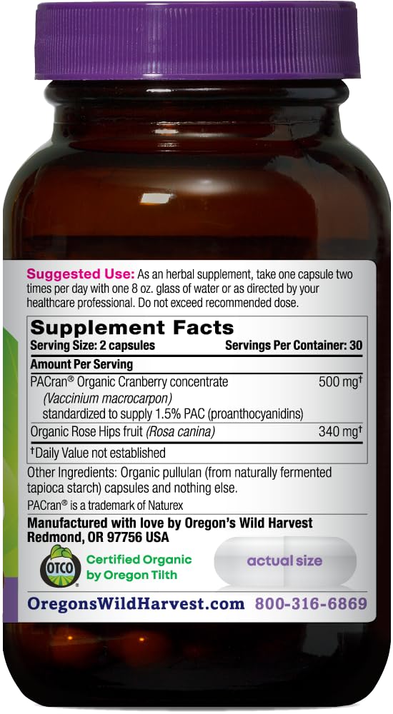 Rose Hips capsules from Oregon's Wild Harvest offering natural vitamin C support