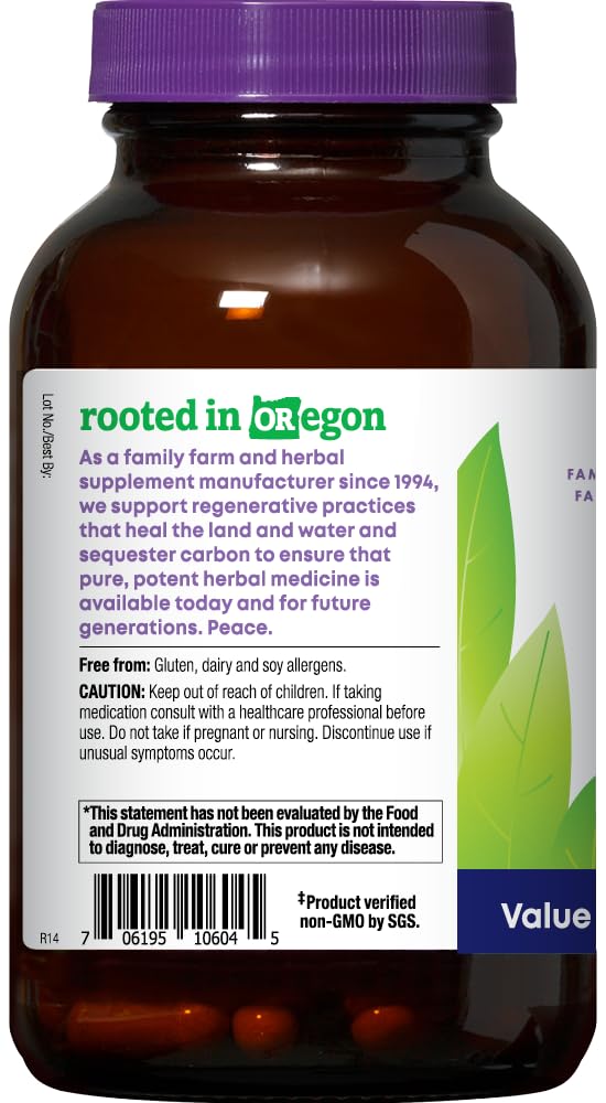 Oregon's Wild Harvest turmeric bottle with spoon illustrating easy daily dosing