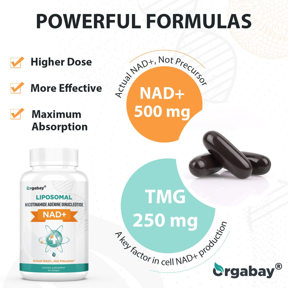 Orgabay daily dosage guide illustrating one softgel a day for convenience.