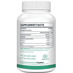 Orgabay quercetin bromelain ingredients label shows synergistic blend for uptake.