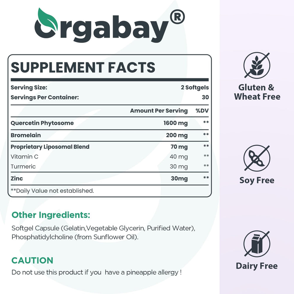 Orgabay vitamin C and turmeric panel illustrates antioxidant‑rich formulation.
