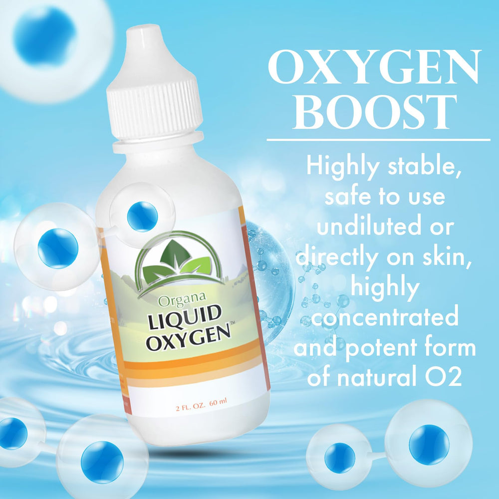 Organa International Liquid Oxygen Drops packaging box on shelf signals USA-made quality.