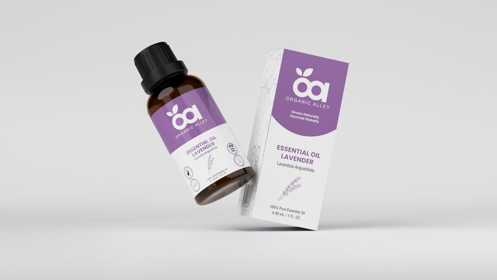 Organic Alley Lavender oil applied to skin supports gentle skincare rituals.