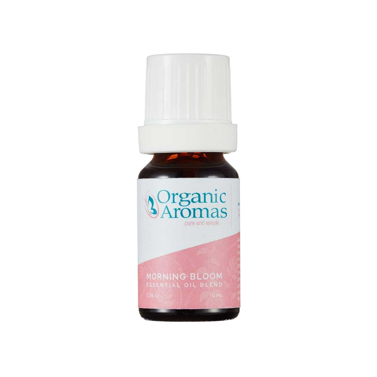 Organic Aromas Awaken diffuser-ready bottle invites fragrance infusion for room ambiance.
