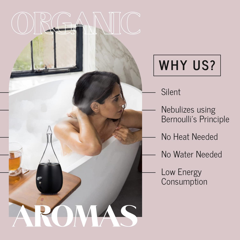 Organic Aromas Raindrop 2.0 glass reservoir closeup shows clean vapor delivery.