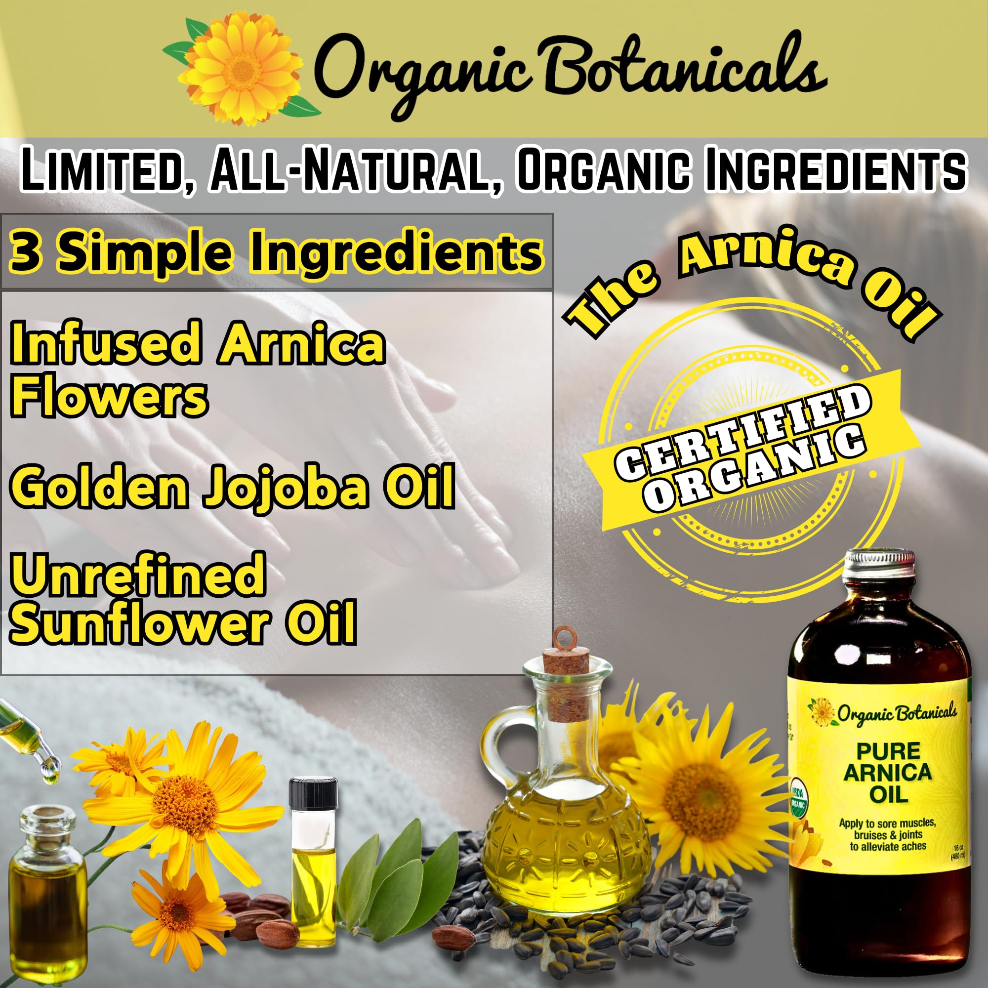 Organic Botanicals Arnica Oil for leg and knee discomfort relief