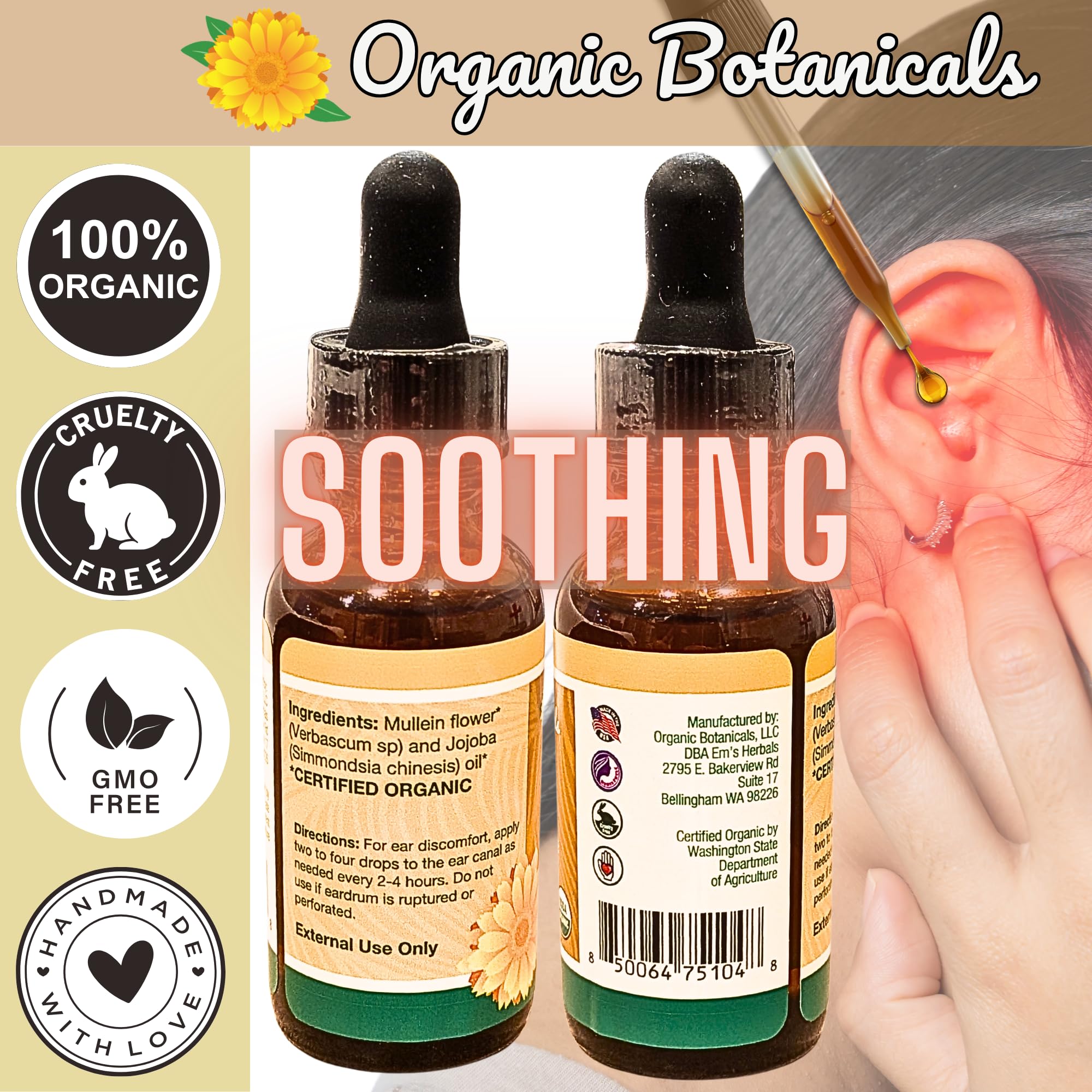 Organic Botanicals dog ear care, pet friendly option