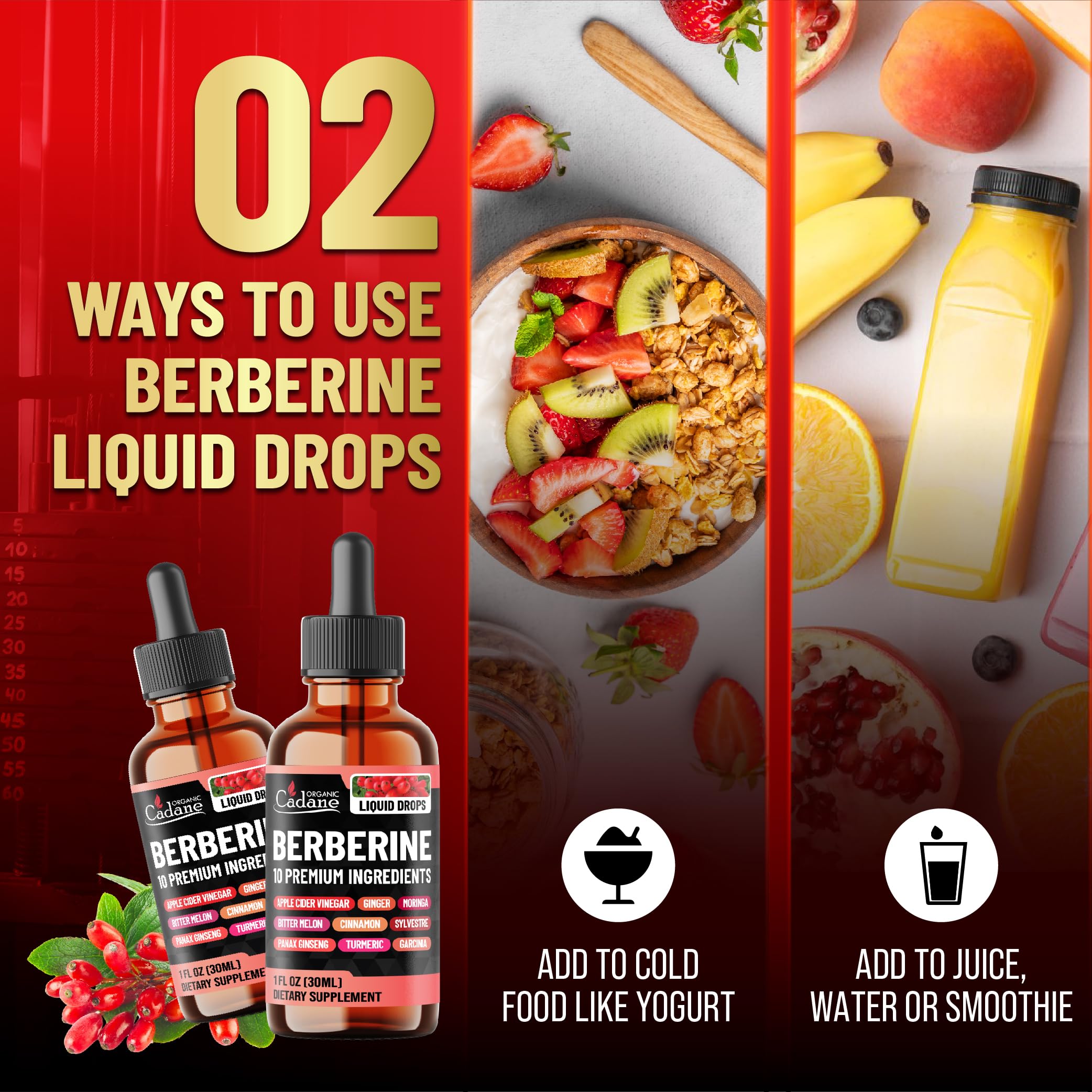 Organic Cadane Berberine Drops dosing dropper enables simple daily use.
