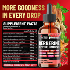 Organic Cadane Berberine Drops pour shows easy daily dosing for wellness.