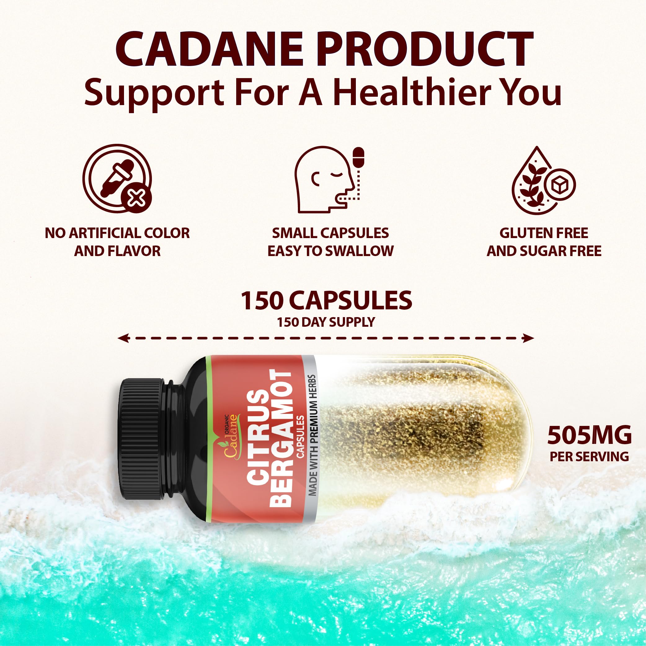 Organic Cadane berberine olive capsules closeup highlighting a herbal blend