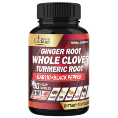 Organic Cadane cloves capsules bottle on shelf for daily wellness