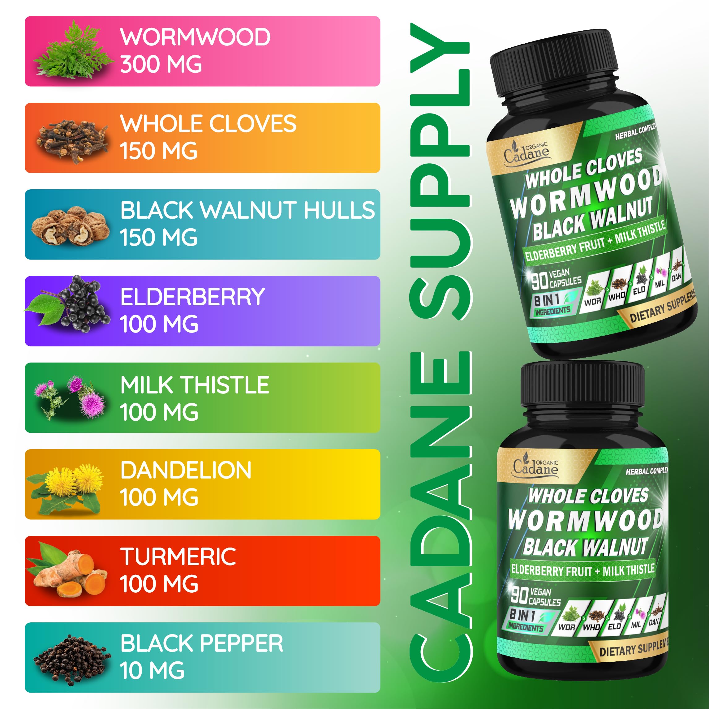 Organic Cadane dandelion root turmeric capsules for daily wellness