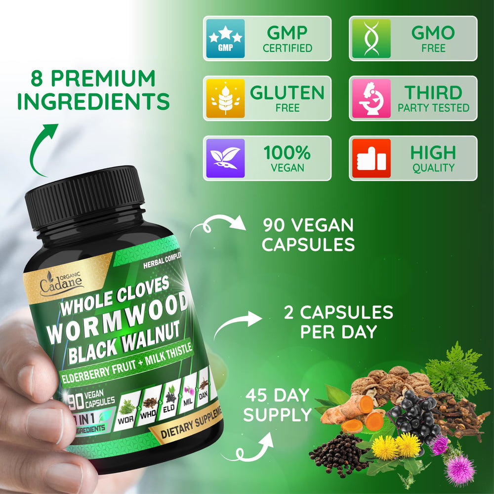 Organic Cadane elderberry and milk thistle blend capsules