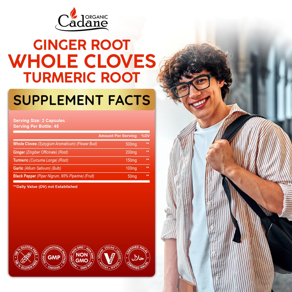 Organic Cadane ginger-turmeric-garlic capsules for daily use