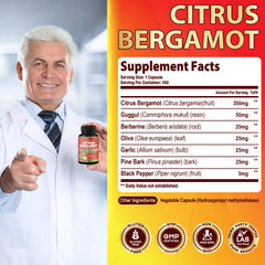Organic Cadane guggul capsules closeup part of the herbal formula