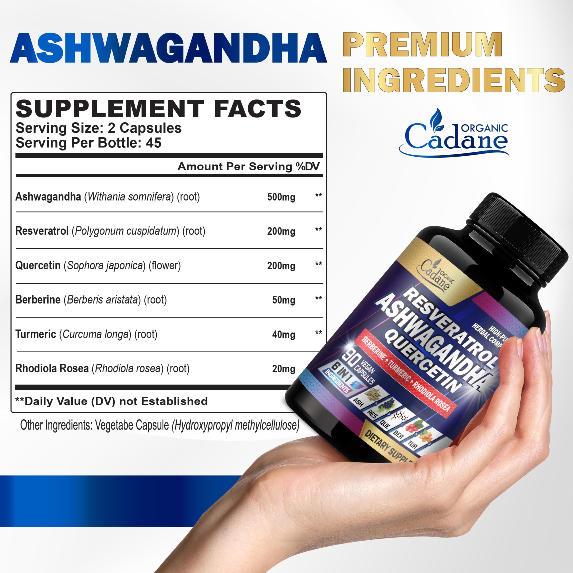 Organic Cadane blend with resveratrol and quercetin for immune support