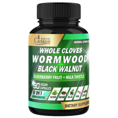 Organic Cadane wormwood whole cloves bottle showing herbal blend for digestive support