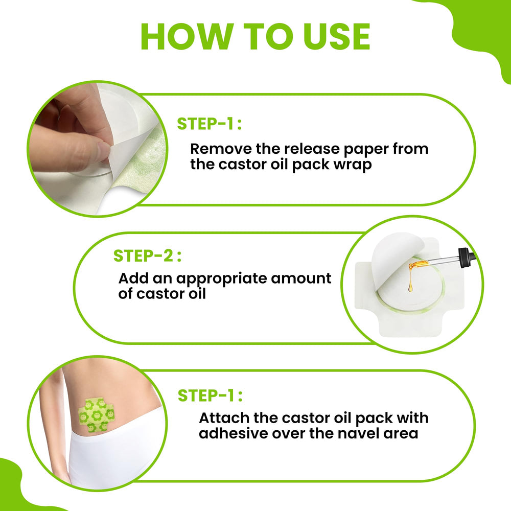 Organic Castor Oil Pack Wrap uses 2 mm natural cotton core to boost absorption.