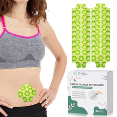 Organic Castor Oil Pack Wrap on belly button for convenient, skin-friendly coverage.