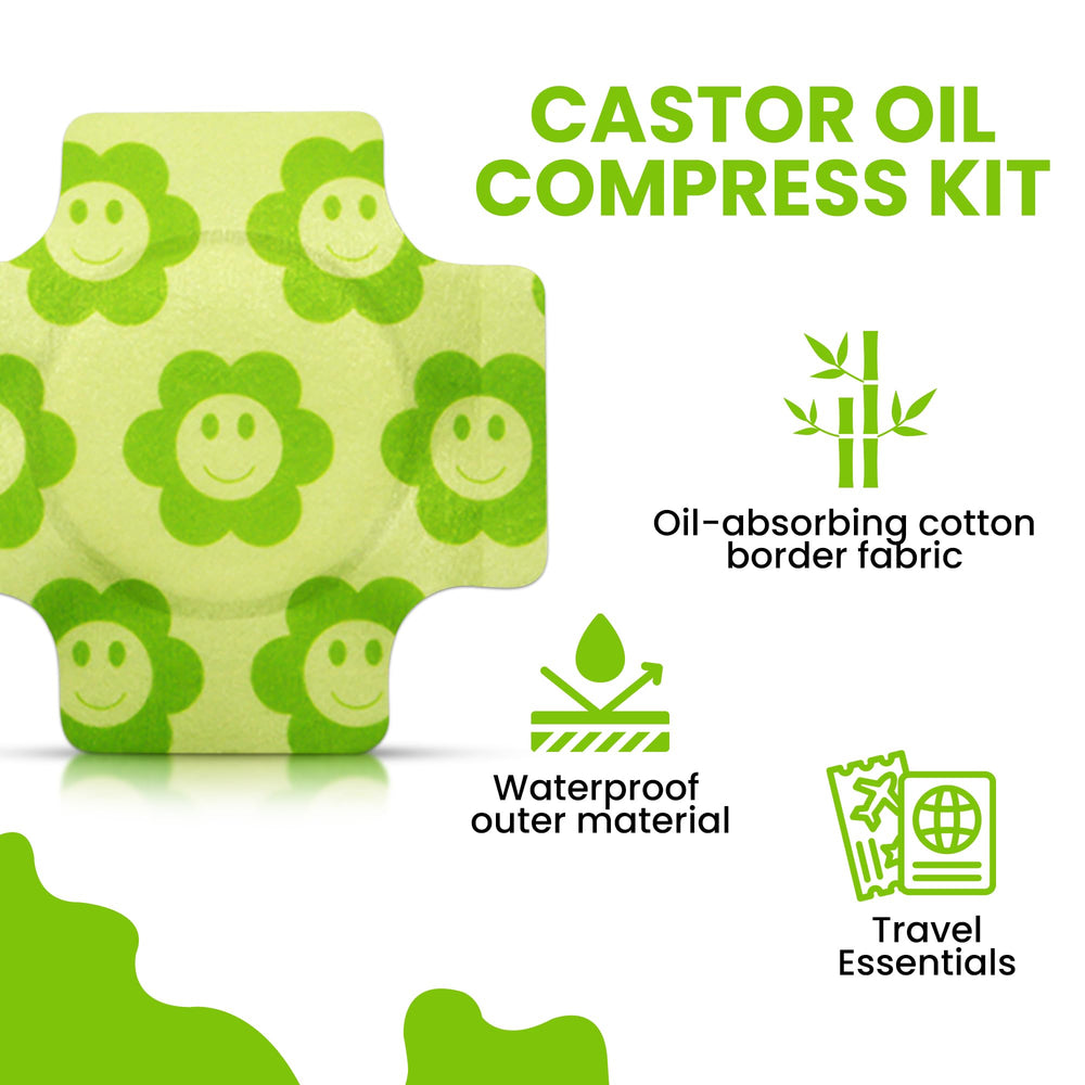 Organic Castor Oil Pack Wrap self-adhesive patch ensures quick, mess-free application with secure wear.