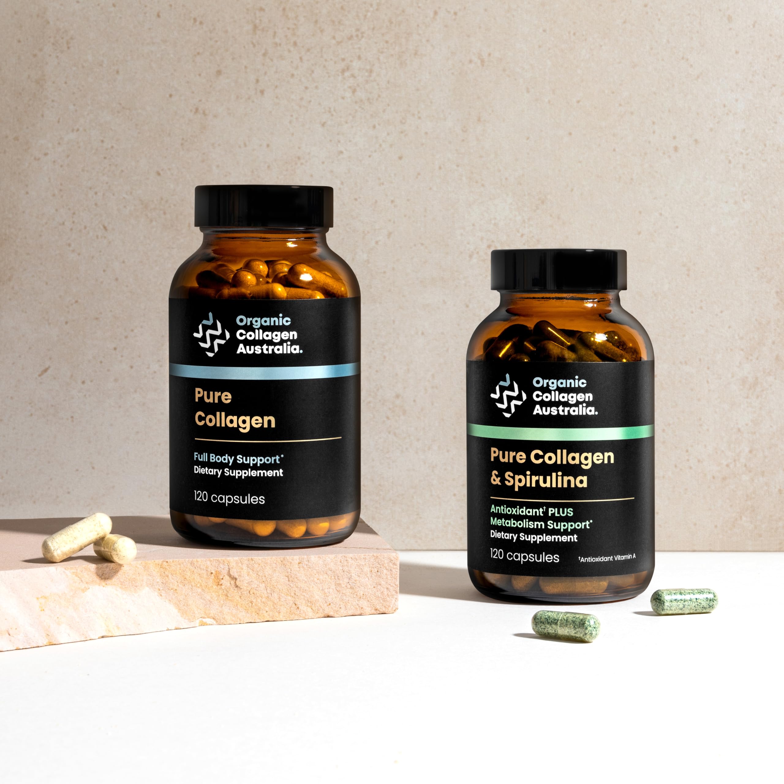 Close-up of capsule texture from Organic Collagen Australia product.