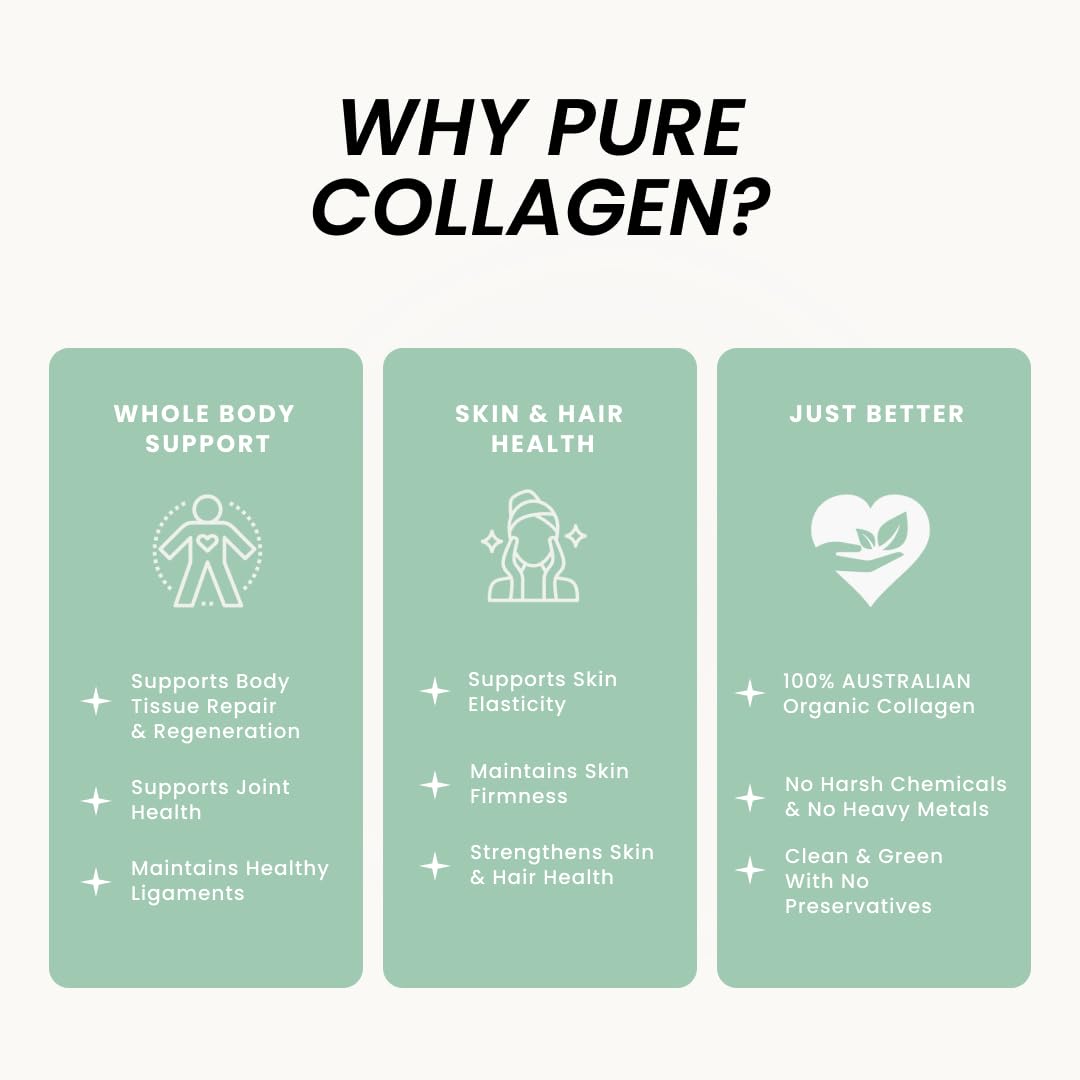 Capsules pouring from a bottle by Organic Collagen Australia for easy daily use.