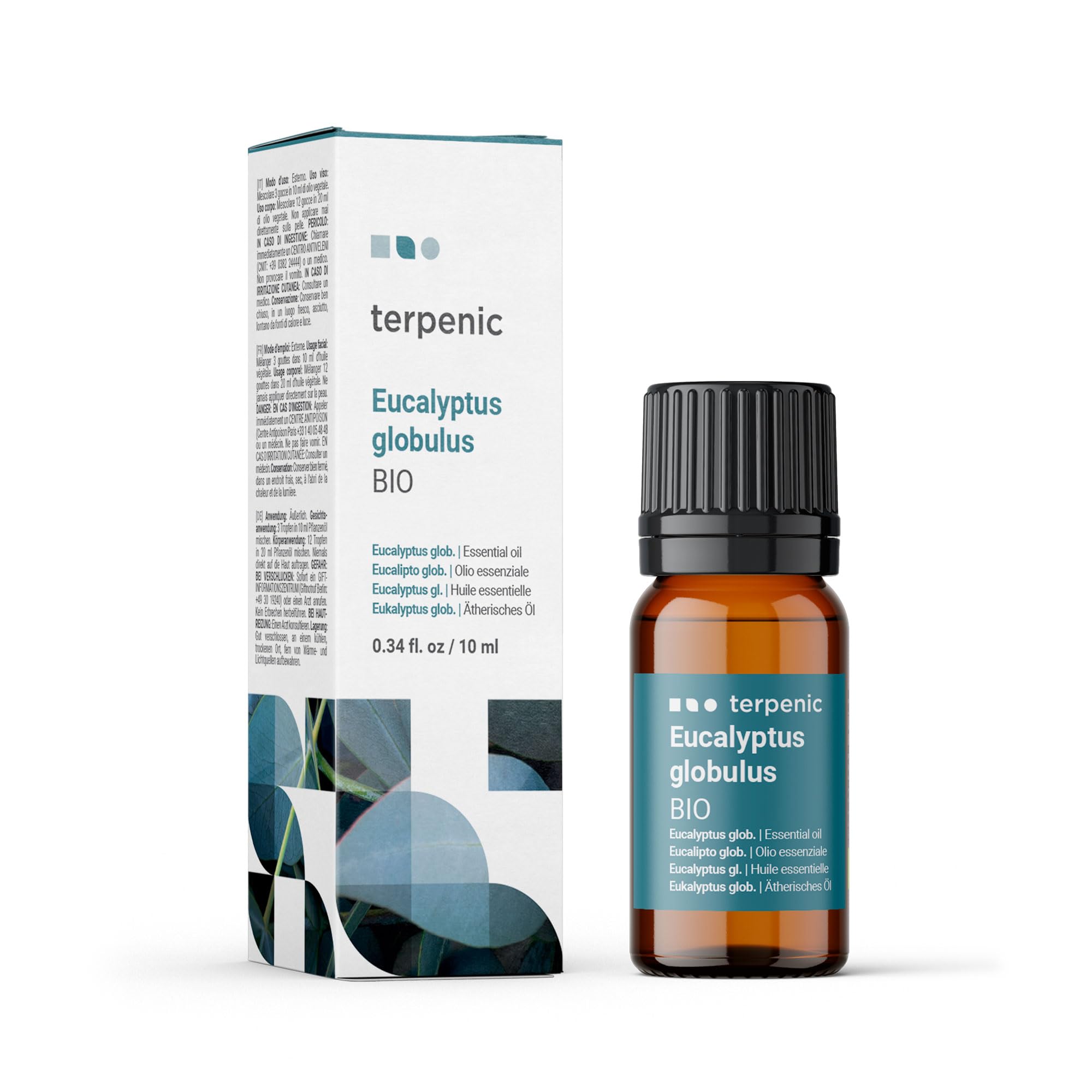 Organic Eucalyptus Globulus Essential Oil bottle for pure, refreshing aroma in diffusers.