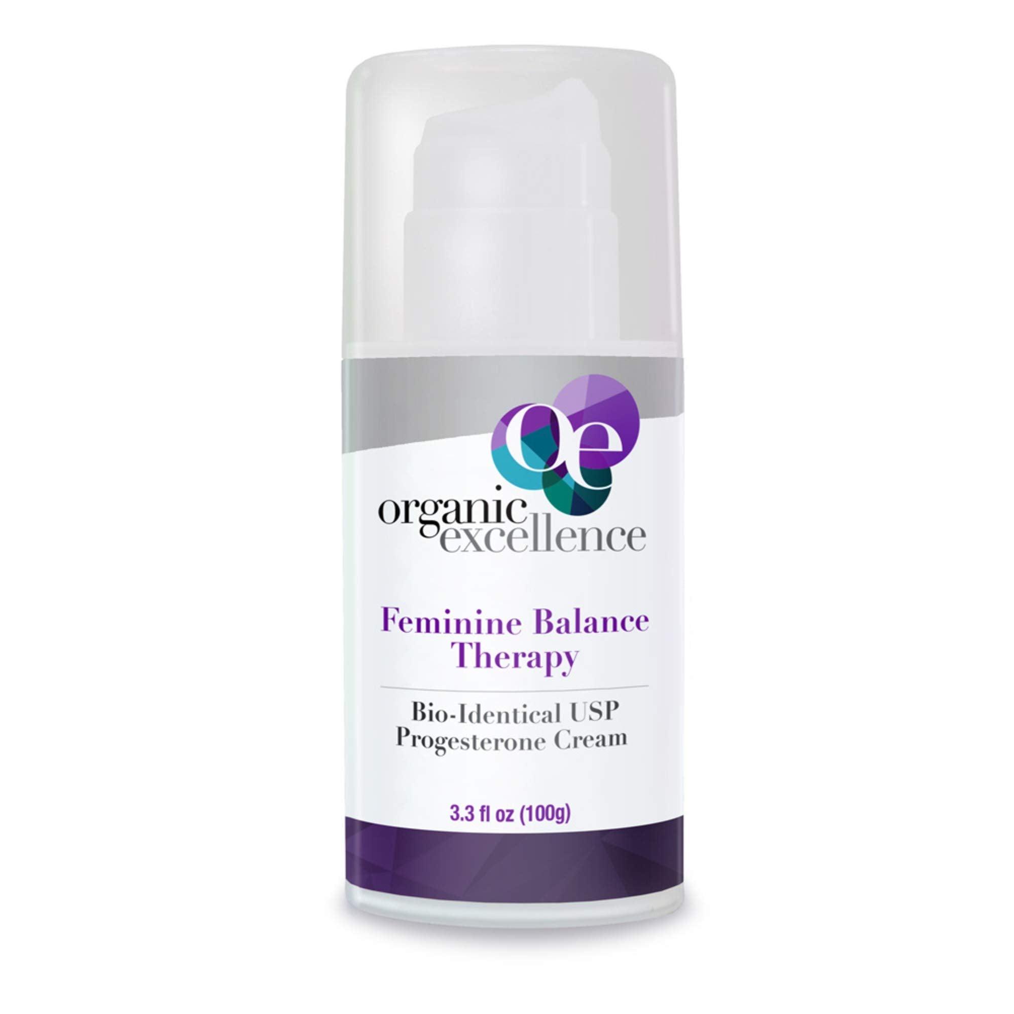 Organic Excellence Progesterone Cream bottle showing natural formula for hormone balance