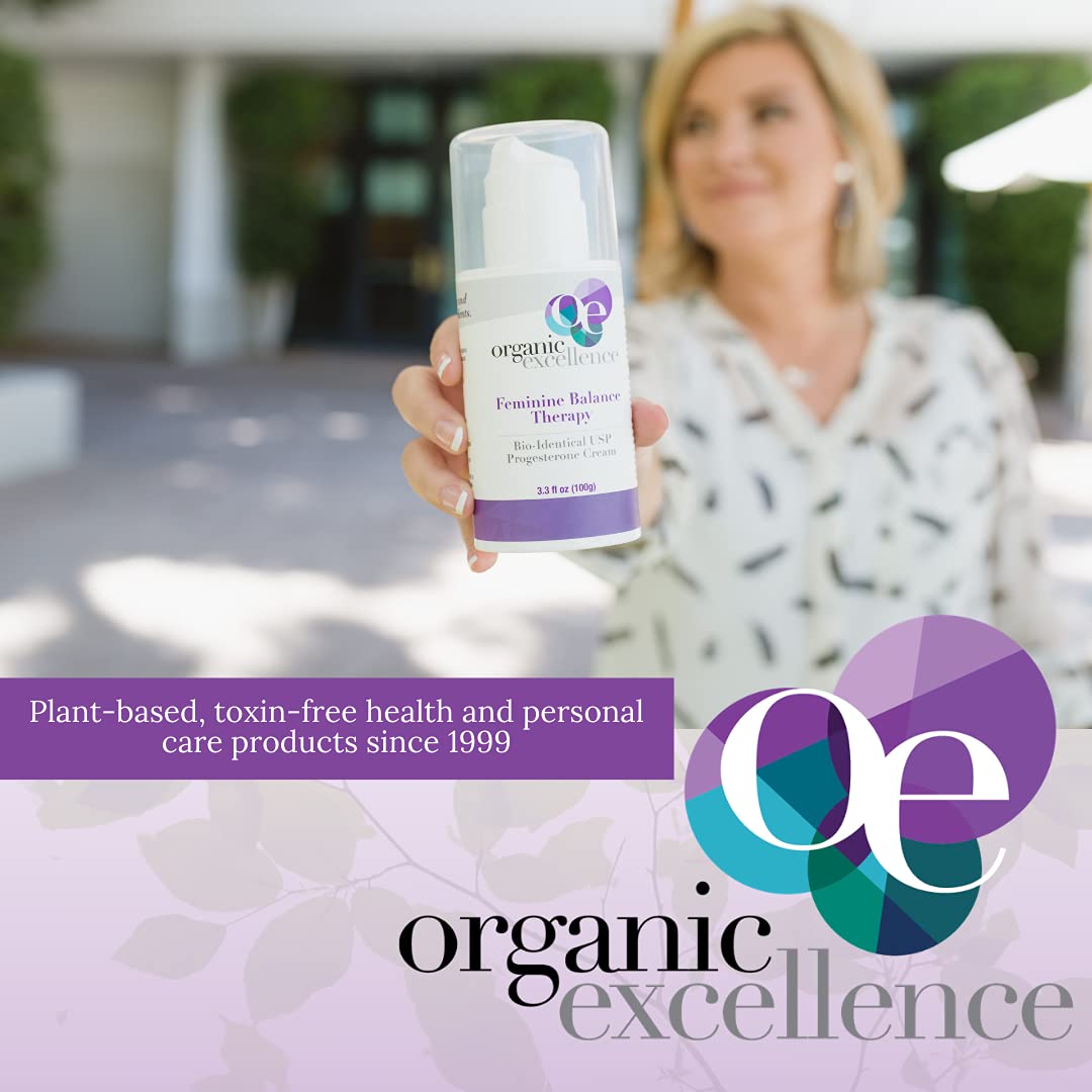 Organic Excellence Progesterone Cream packaging box conveying premium formulation