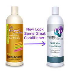 Organic Excellence Wild Mint Conditioner label highlights color-safe formula.