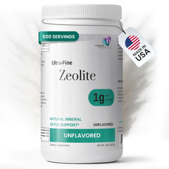 Organic Excellence Zeolite Clinoptilolite powder bottle shows pure mineral for daily gut health.