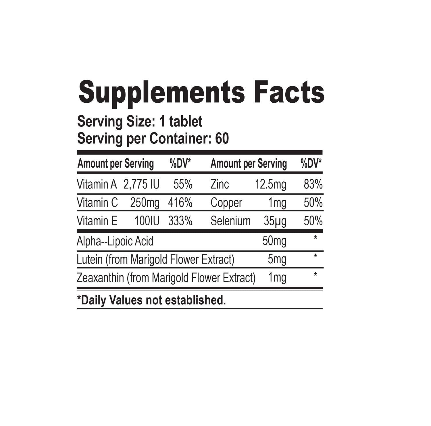 Organic Farms Vitamins Eyes Complex tablets—support eye health during daily use.