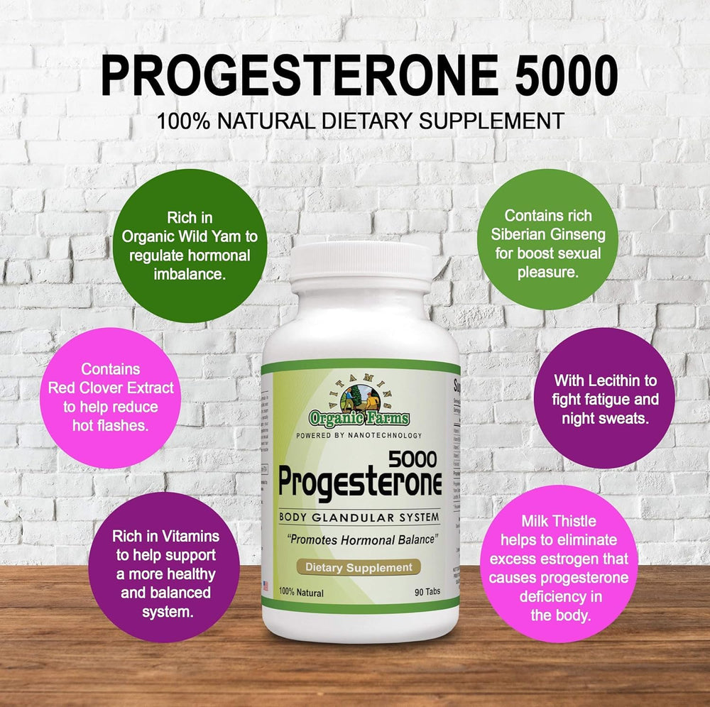 Progesterone Label Organic Farms Vitamins Progesterone 5000 – 4 Bottle Kit (360 Tablets ...