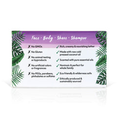 Handcrafted Coco Fiji soap bar close-up highlighting natural ingredients.