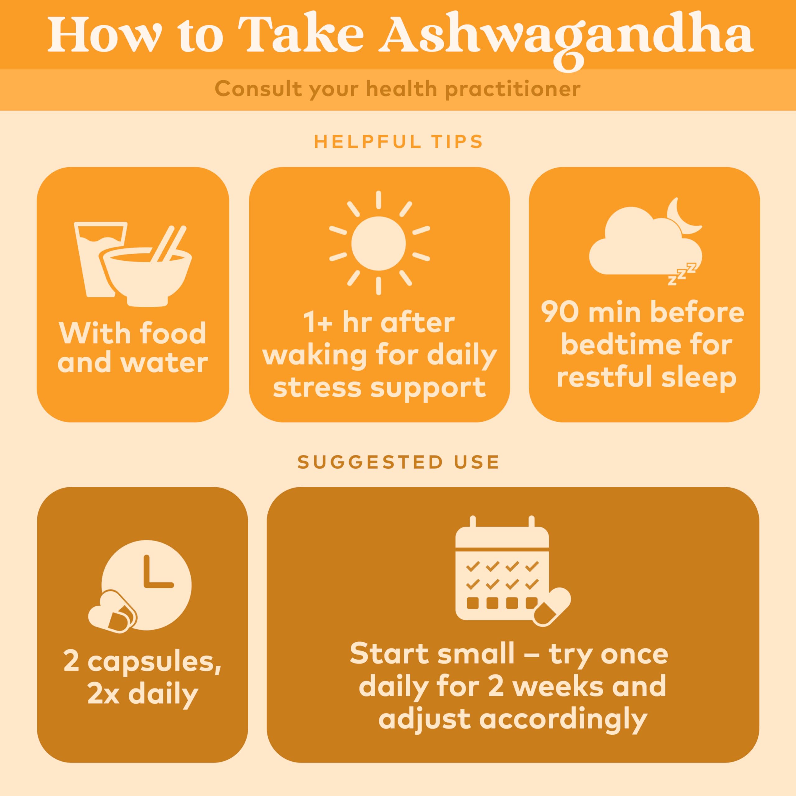 Organic India Ashwagandha capsules glass bottle on kitchen counter with branding