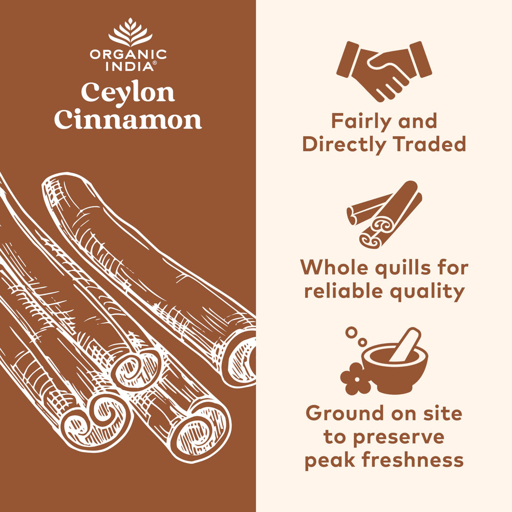 ORGANIC INDIA Ceylon Cinnamon capsules close-up highlighting convenient vegan capsules