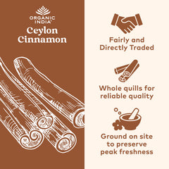 ORGANIC INDIA Ceylon Cinnamon capsules close-up highlighting convenient vegan capsules